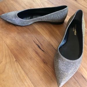 Saint Laurent Paris  silver glitter flats